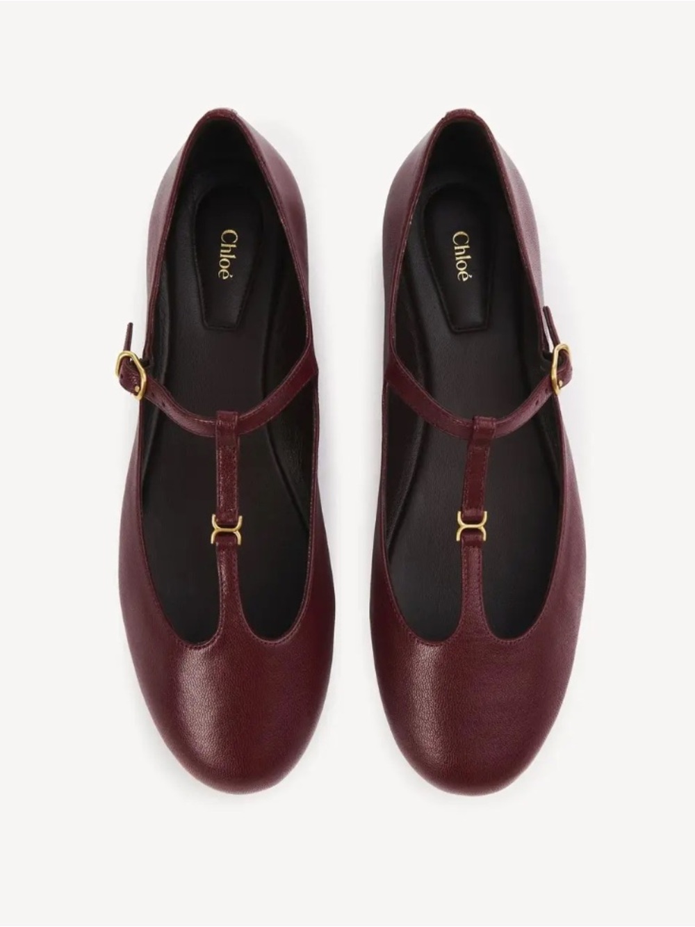 Chloe T-Strap Marcie Ballet Flats in Burgundy NWT Sz40 - Picture 2 of 8